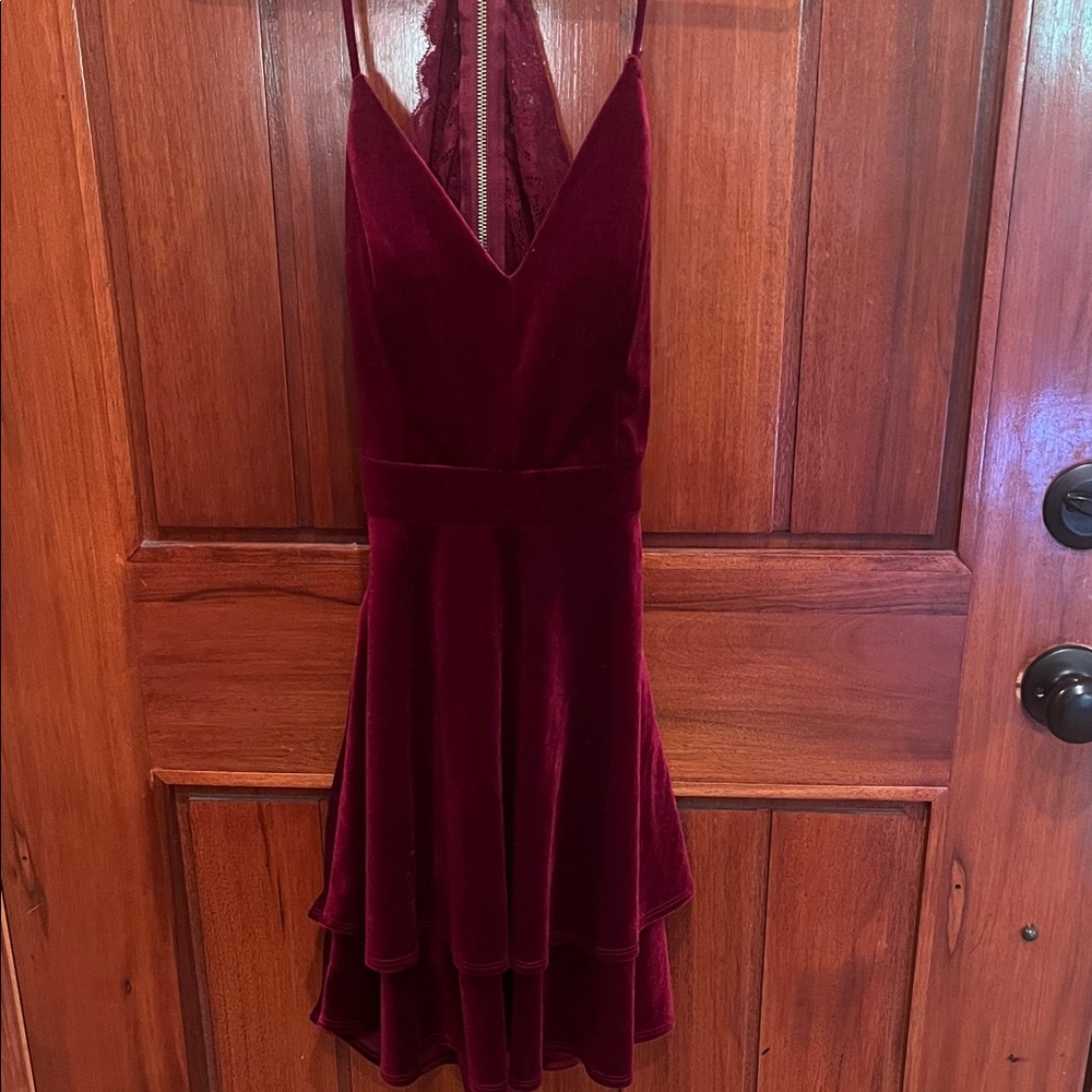 Elegant Burgundy Velvet Dress